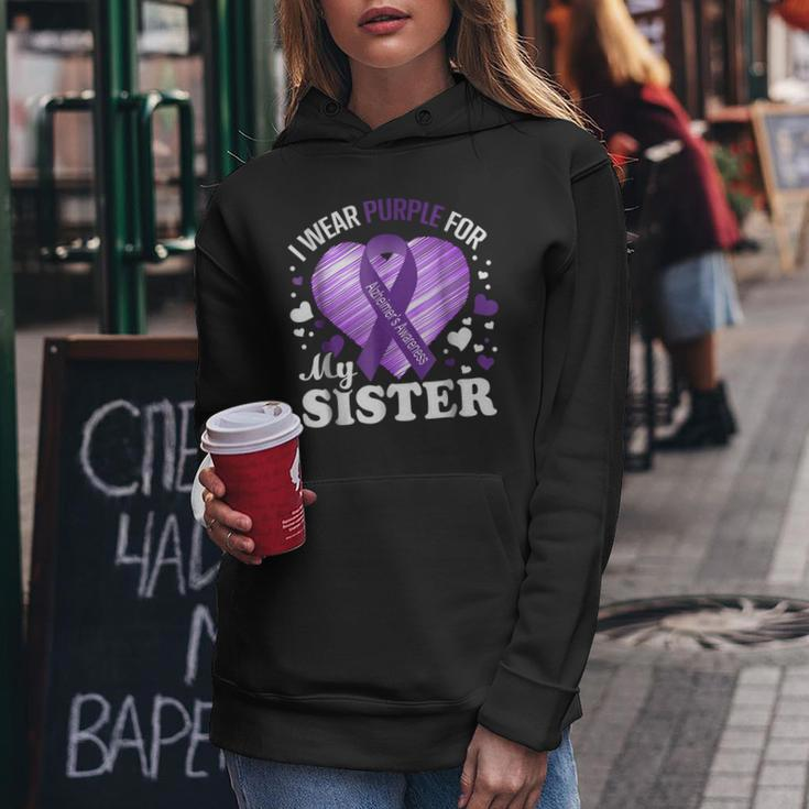 I Wear Purple For My Sister Alzheimers AwarenessWomen Hoodie Unique Gifts