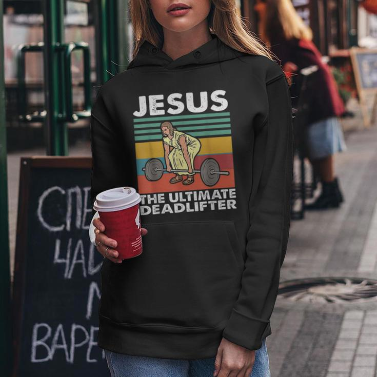 Jesus The Ultimate Deadlifter Funny Jesus Lifting Gym Women Hoodie Unique Gifts