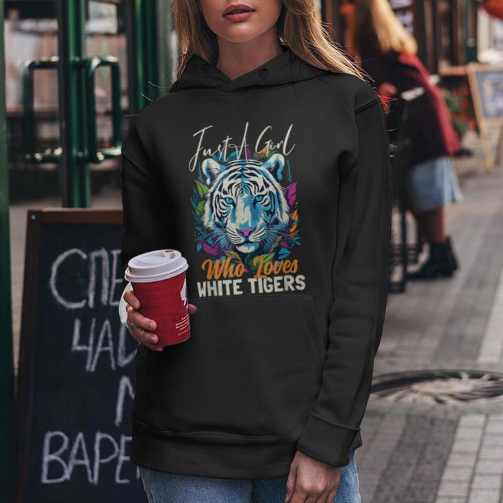 Just A Girl Who Loves White Tigers Girls Women Bengal Tiger Women Hoodie Unique Gifts