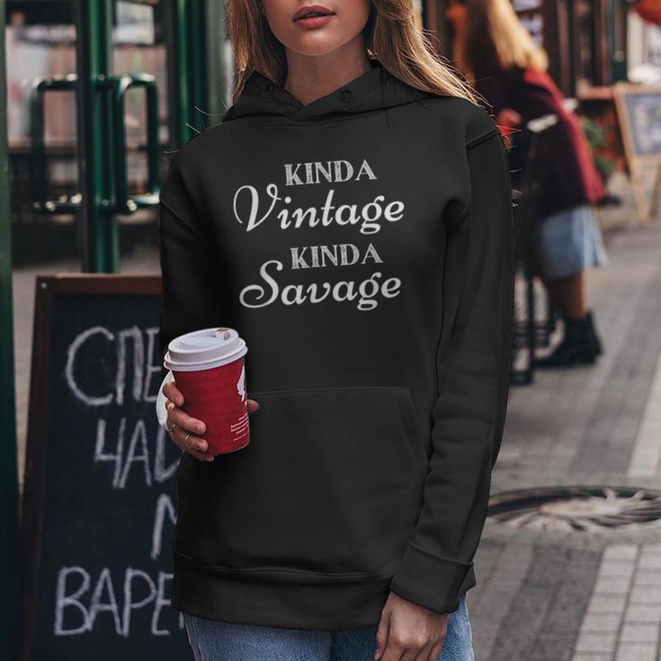 Kinda Vintage Kinda Savage Mothers Day Cute Mom Life Women Women Hoodie Seseable UK