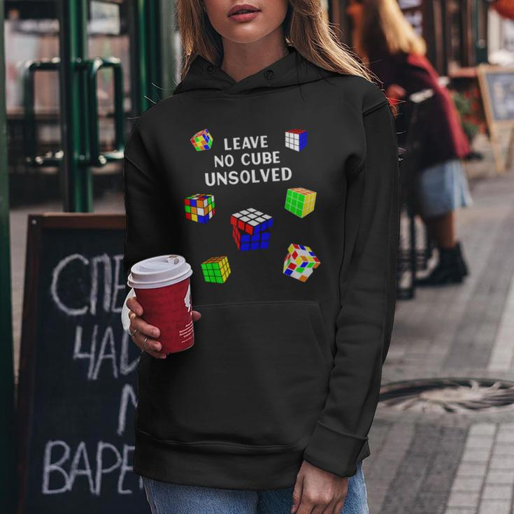 Leave No Cube Unsolved Math Lover Funny Speed Cubing Puzzles Women Hoodie Funny Gifts