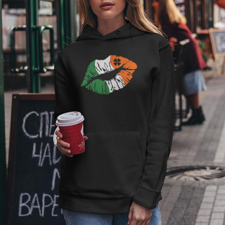 Lips Ireland Flag Clovers St Patricks Day Shamrock Lucky Women Hoodie Funny Gifts