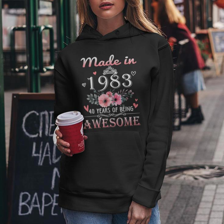 Made In 1983 Floral 40 Year Old 40Th Birthday Gifts Women Women Hoodie Unique Gifts