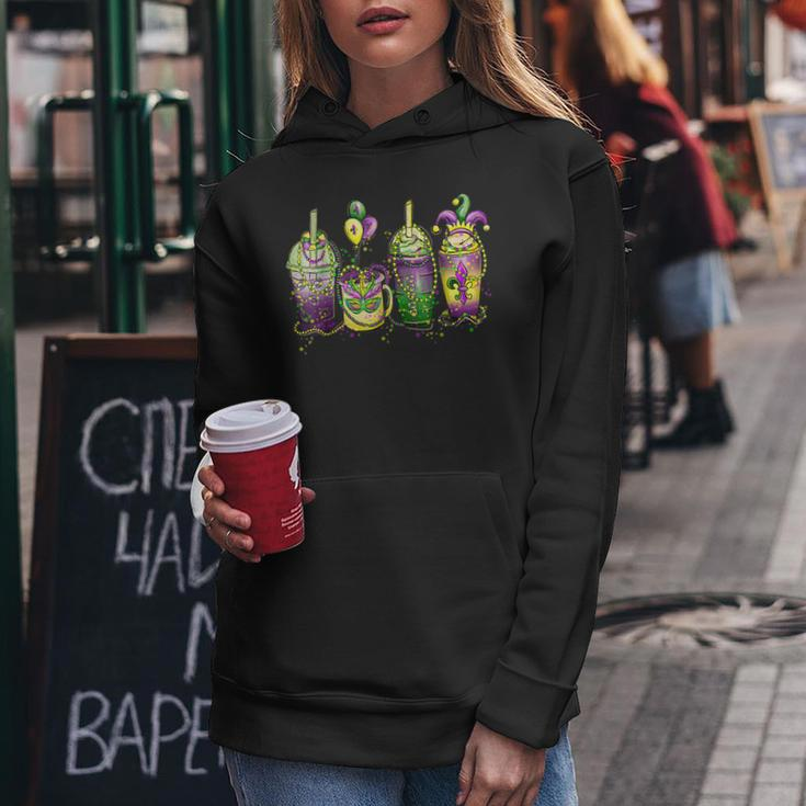 Mardi Gras Coffee Latte Leopard Coffee Lover Costume Women Hoodie Funny Gifts