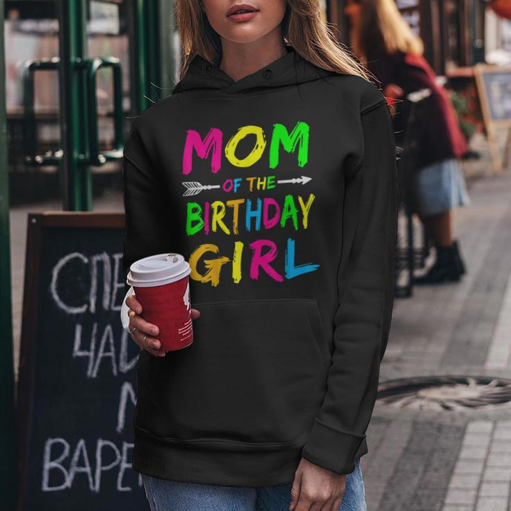 Mom Of The Birthday Girl Glows Retro 80S Party Glow Women Hoodie Unique Gifts