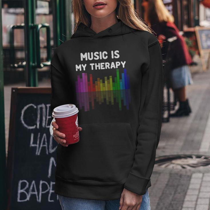 Music Is My Therapy Equalizer Dj Funny Musical Musician Women Hoodie Funny Gifts