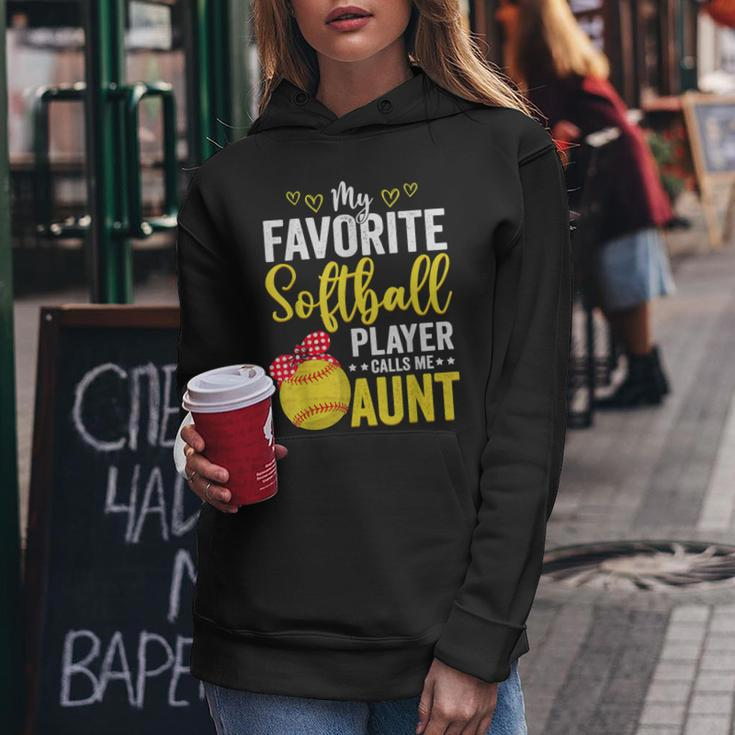 My Favorite Softball Player Calls Me Aunt Softball Lover Mom Women Hoodie Unique Gifts