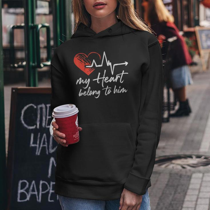 My Heart Belong To Him Couple Awesome Funny Valentine Women Hoodie Funny Gifts