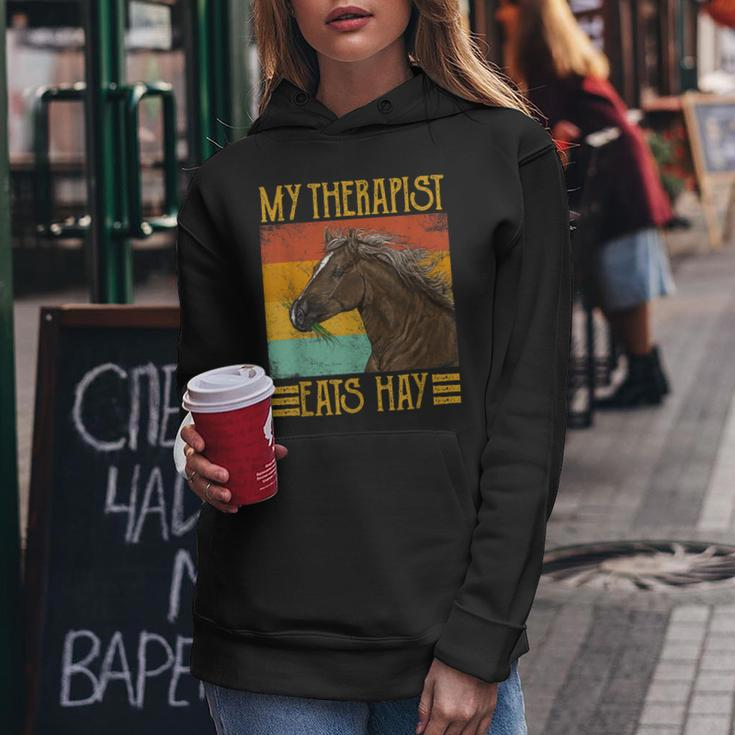 My Therapist Eats Hay Equestrian Horse Riding Gifts Women Hoodie Unique Gifts