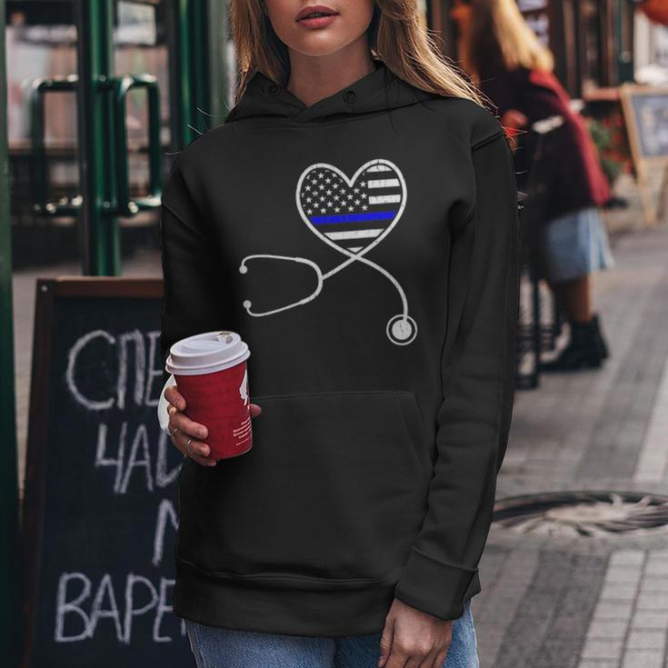 Nurse Life Police Wife The Thin Blue Line Family Women Hoodie Funny Gifts