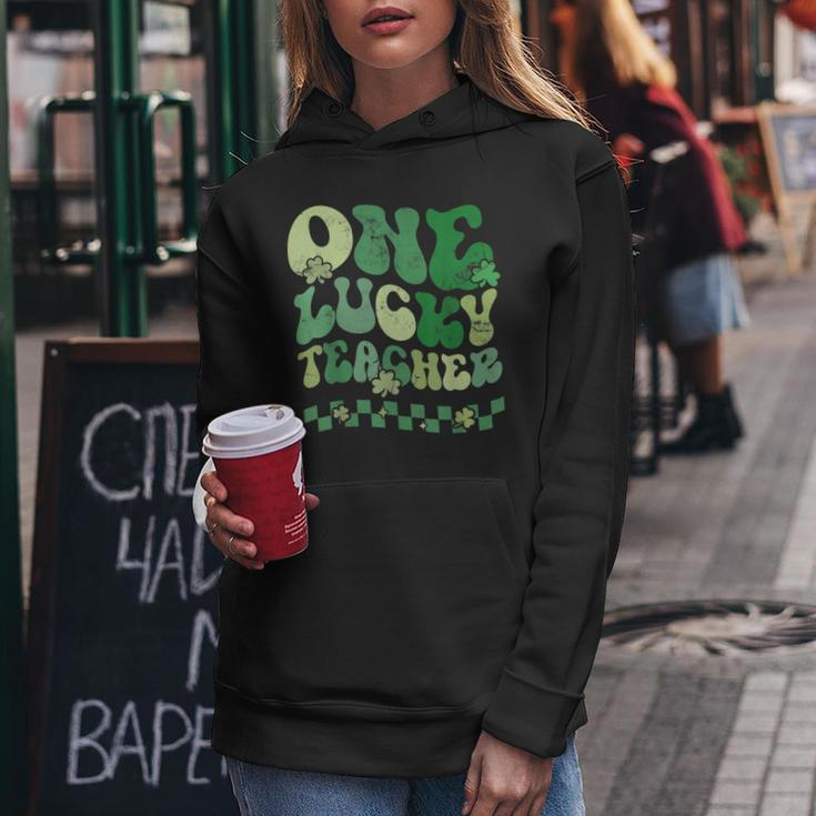 One Lucky Teacher St Patricks Day Retro Vintage Women Hoodie Funny Gifts