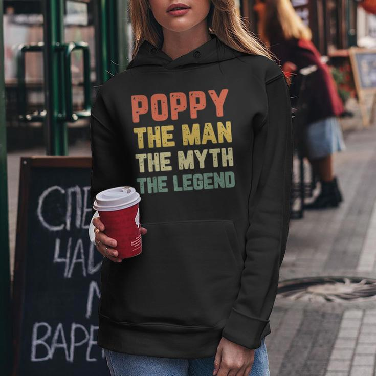 Poppy The Man The Myth The Legend Grandpa Vintage Christmas Women Hoodie Funny Gifts