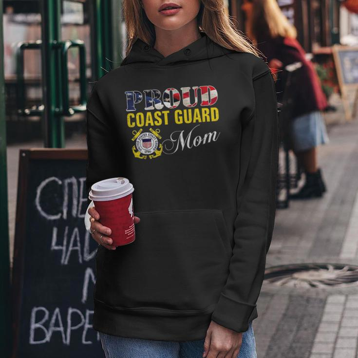 Proud Coast Guard Mom With American Flag For Veteran Day Women Hoodie Funny Gifts