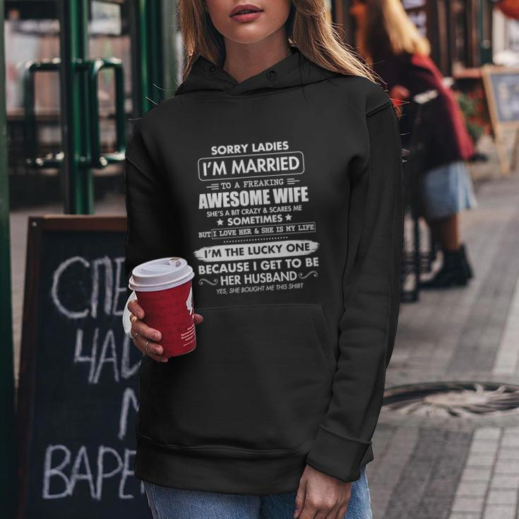 Sorry Ladies Im Married To A Freaking Awesome Wife Tshirt Tshirt Women Hoodie Unique Gifts