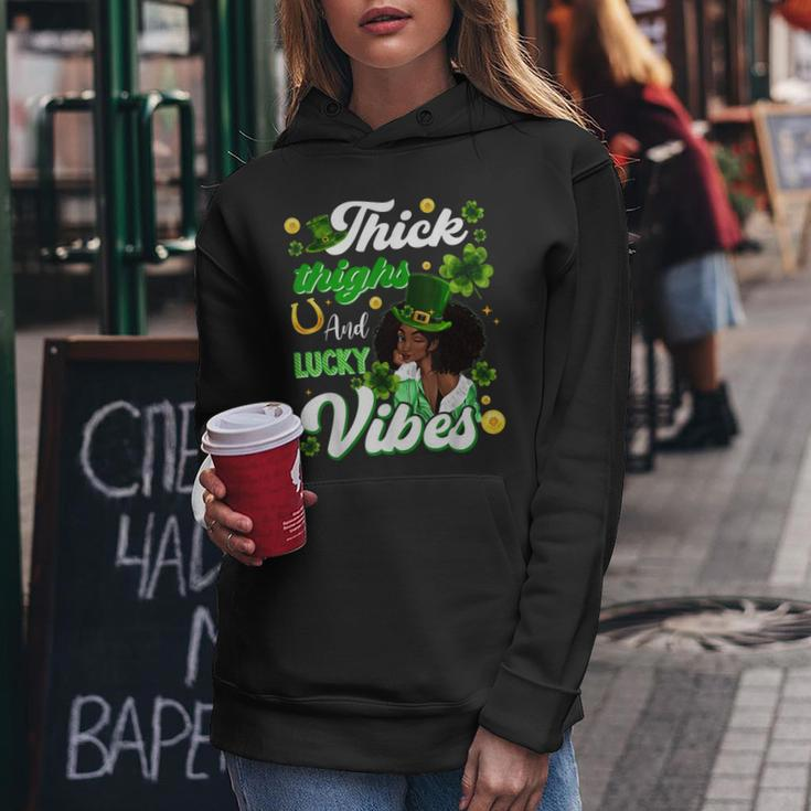 Thick Thighs Lucky Vibes St Patricks Day Melanin Black Women Women Hoodie Unique Gifts