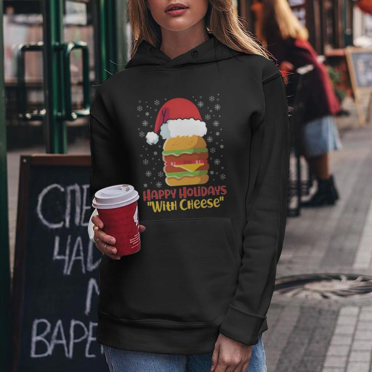Ugly Christmas Sweater Burger Happy Holidays With Cheese V10 Women Hoodie Unique Gifts