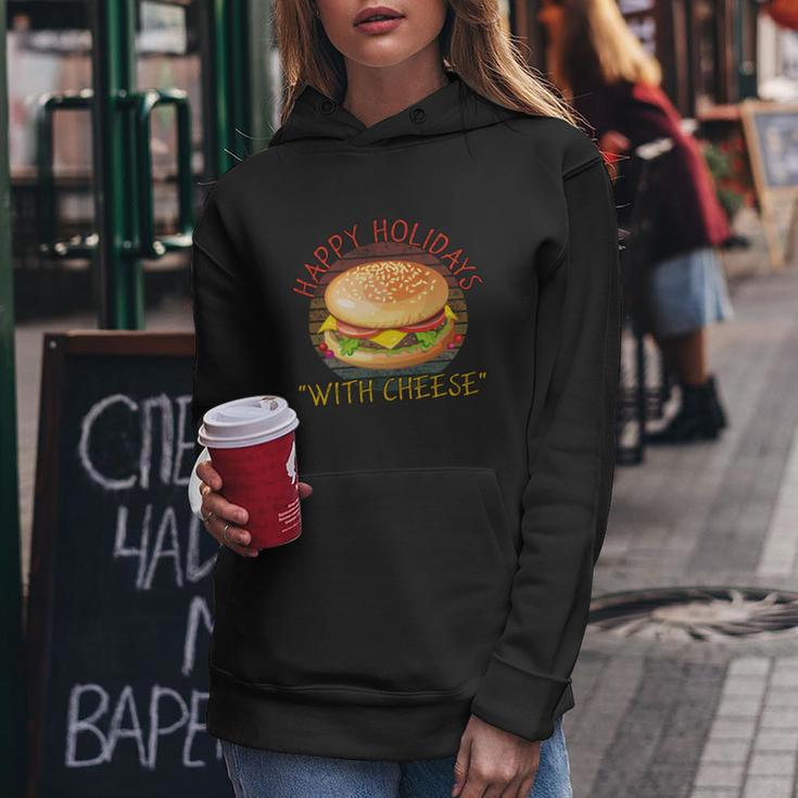 Ugly Christmas Sweater Burger Happy Holidays With Cheese V8 Women Hoodie Unique Gifts