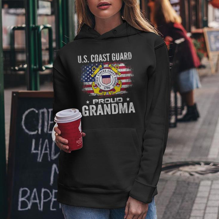US Coast Guard Proud Grandma With American Flag Gift Women Hoodie Funny Gifts