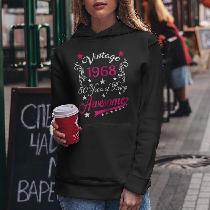 Womens 50Th Birthday Vintage 1968 50 Years Of Awesome Tee Women Hoodie Unique Gifts