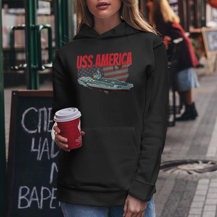 Womens Aircraft Carrier Uss America Cv-66 For Grandpa Dad Son Women Hoodie Funny Gifts