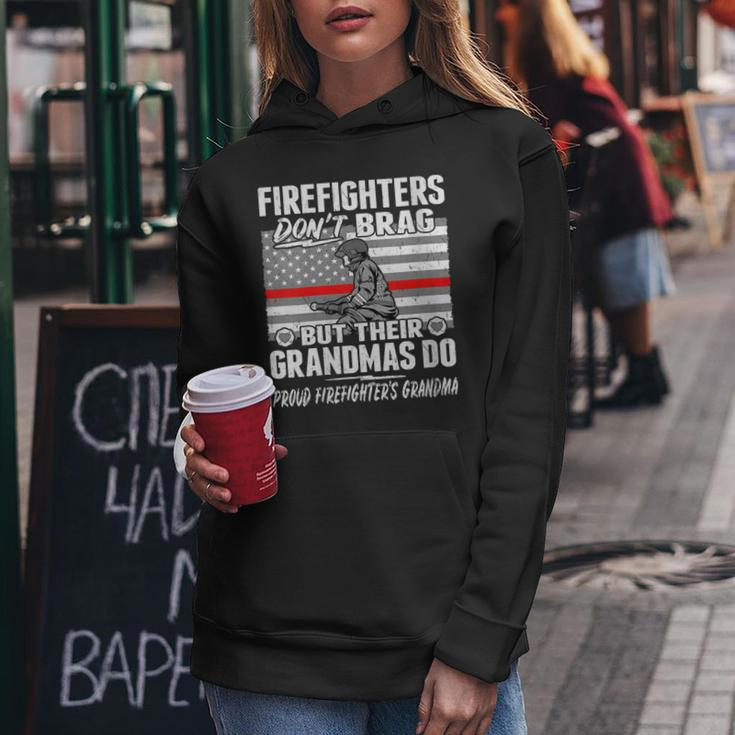 Womens Firefighters Dont Brag Proud Firefighter Grandma Funny Gift Women Hoodie Funny Gifts