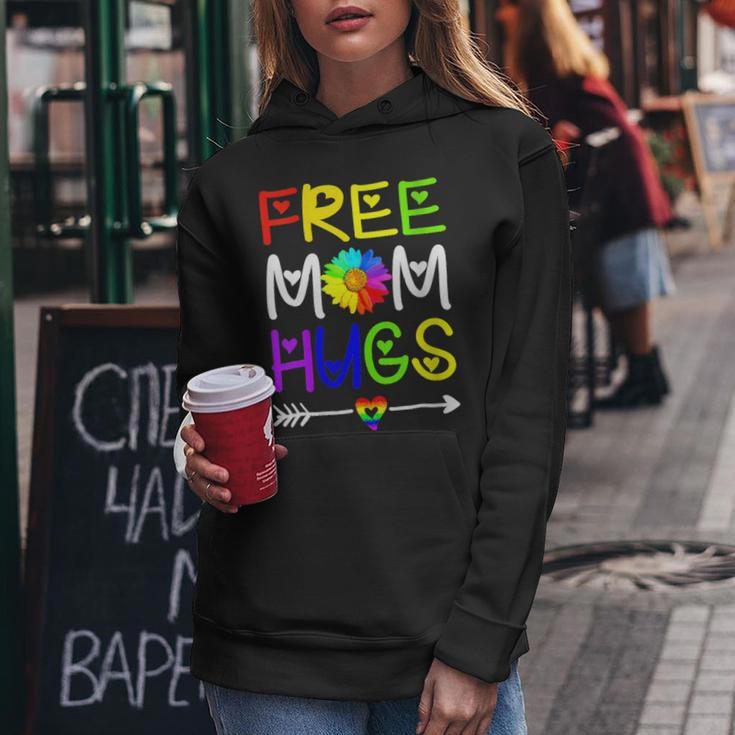 Womens Lgbt Pride Month Free Mom Hugs Daisy Rainbow Heart Women Hoodie Unique Gifts