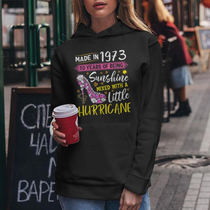 Womens Made In 1973 Floral 50 Year Old 50Th Birthday Gifts Women Hoodie Funny Gifts