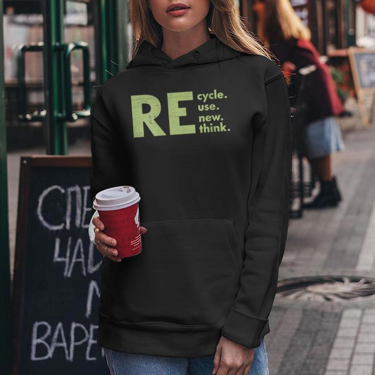 Womens Recycle Reuse Renew Rethink Crisis Environmental Activism Women Hoodie Unique Gifts