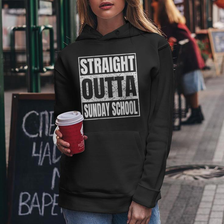 Womens Straight Outta Sunday School Class Of 2023 Funny Graduation Women Hoodie Unique Gifts