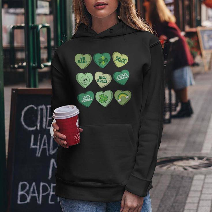 Womens Vintage Heart Candy Nicu Nurse St Patricks Day Women Hoodie Funny Gifts