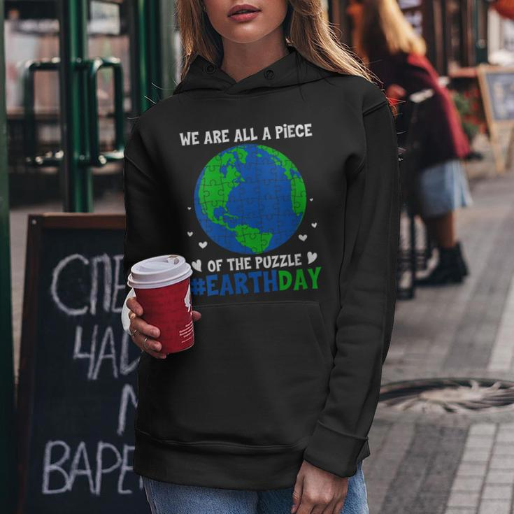Womens We Are All Piece Of The Puzzle Retro Planet Earth Day 2023 Women Hoodie Unique Gifts