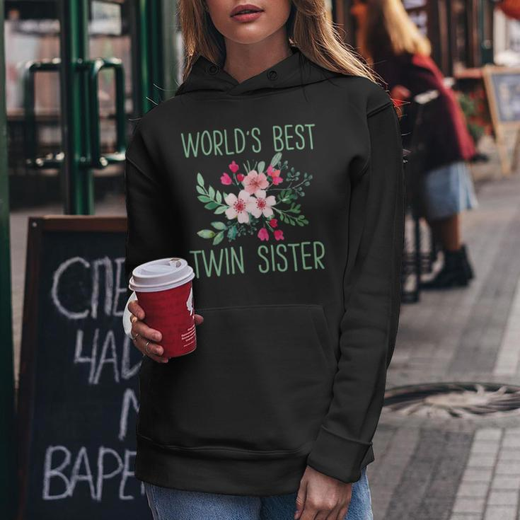 Worlds Best Twin Sister Floral Bouquet Sister Gift Women Hoodie Unique Gifts