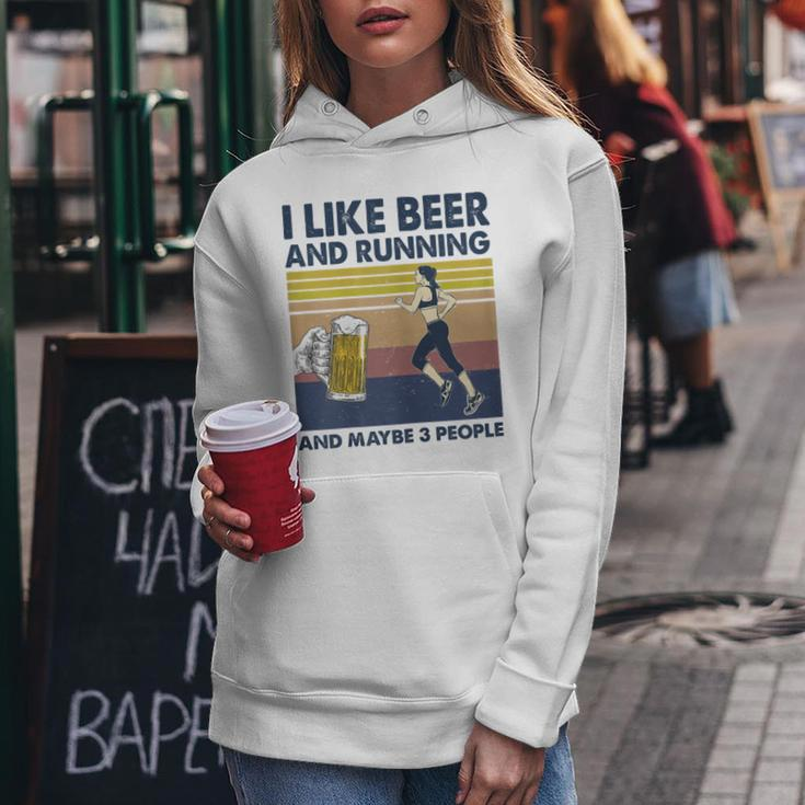 I Like Beer And Running And Maybe 3 People Retro Vintage Gift For Womens Women Hoodie Funny Gifts