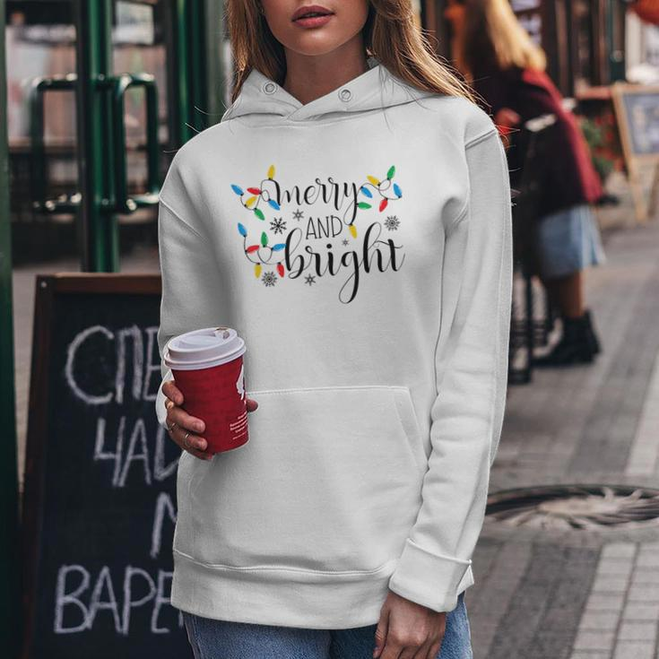 Merry And Bright Christmas Lights Cute Graphic Women Hoodie Graphic Print Hooded Sweatshirt Personalized Gifts