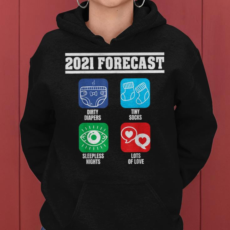 2021 Forecast New Dad Mom Baby Announcement Pregnancy Gift Women Hoodie