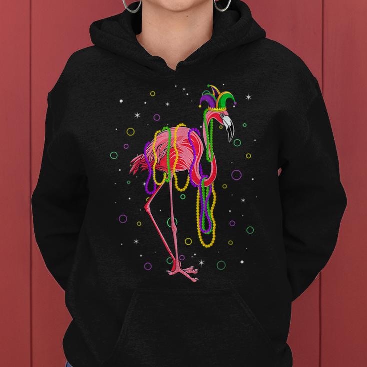Jester Flamingo & Beads Mardi Gras Fat Tuesday Parade Girls  Women Hoodie