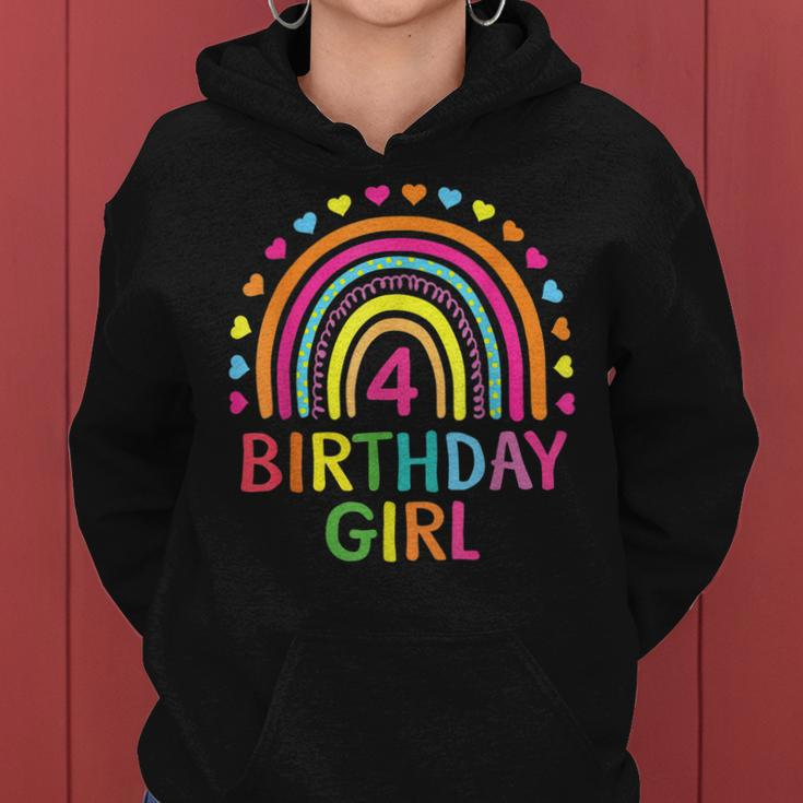 4 Years Old Rainbow Girls 4Th Birthday For Girls Kids Women Hoodie