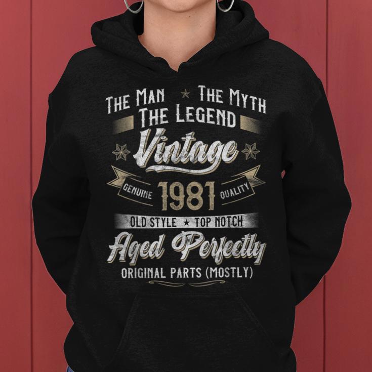 42. Geburtstag Herren Hoodie Vintage 1981 Mann Mythos Legende