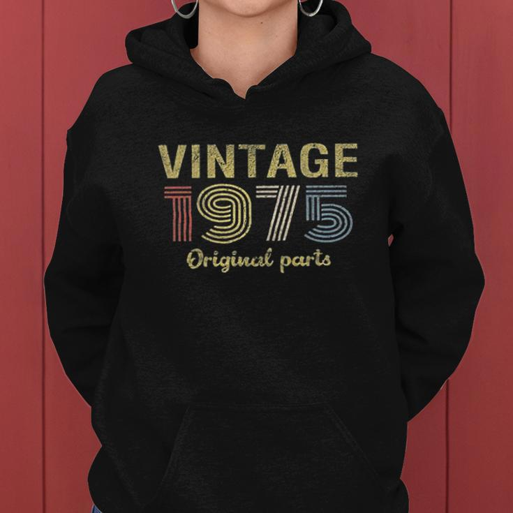 46Th Birthday Gift Retro Birthday Vintage 1975 Original Parts Women Hoodie Graphic Print Hooded Sweatshirt