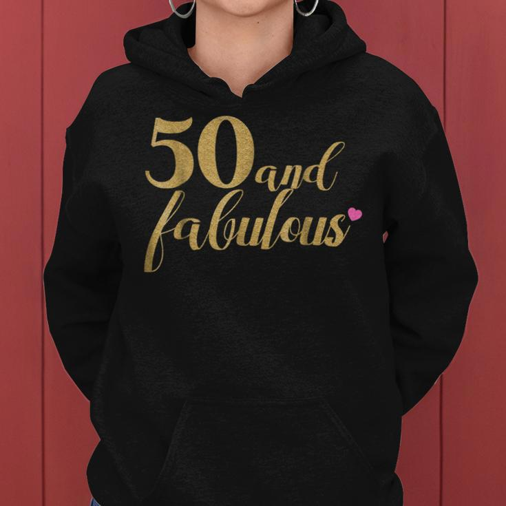 50Th Birthday Women Shirt - 50 And Fabulous Gold And Pink Women Hoodie