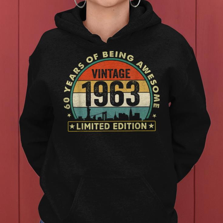 60 Year Old Gifts Made In 1963 Vintage 60Th Birthday Retro Women Hoodie