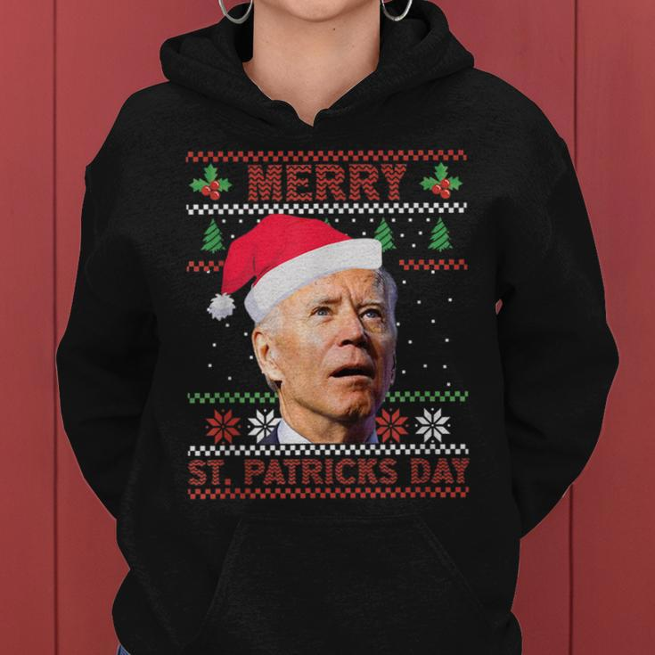 Anti Biden Merry St Patricks Day Ugly Christmas Sweater Women Hoodie