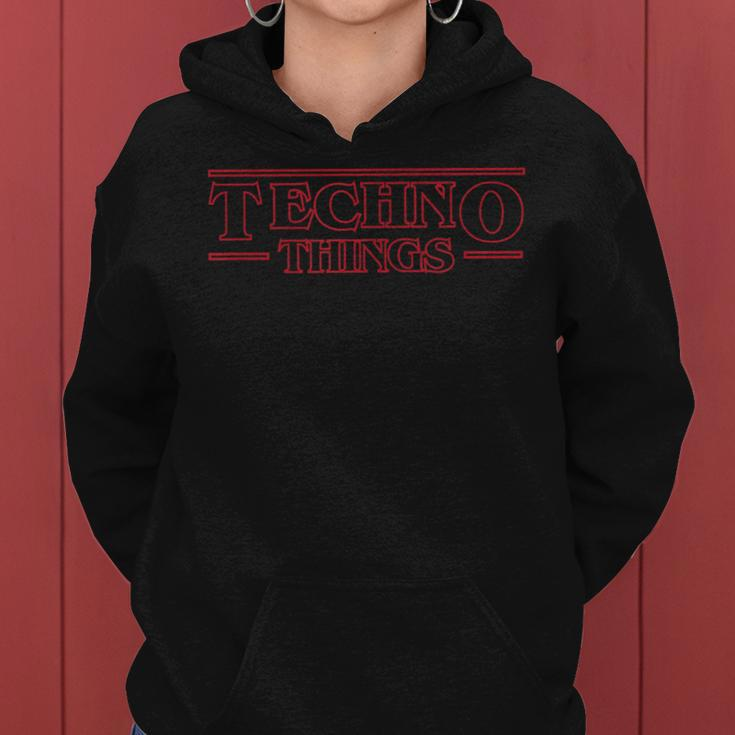 Anti Social Techno Club Techno Things Outlined Red Women Hoodie
