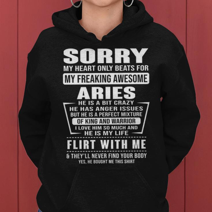 Aries Name Gift Sorry My Heartly Beats For Aries Women Hoodie