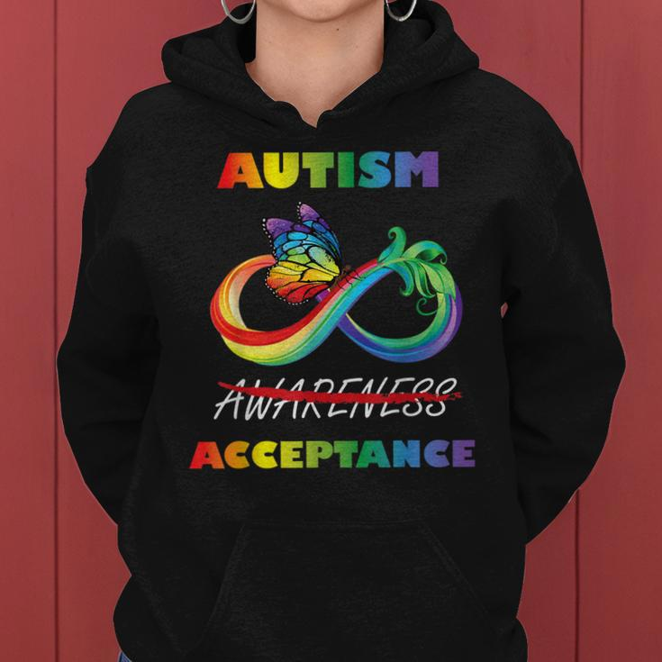 Autism - Red Instead Infinity - Acceptance Butterfly Women Hoodie