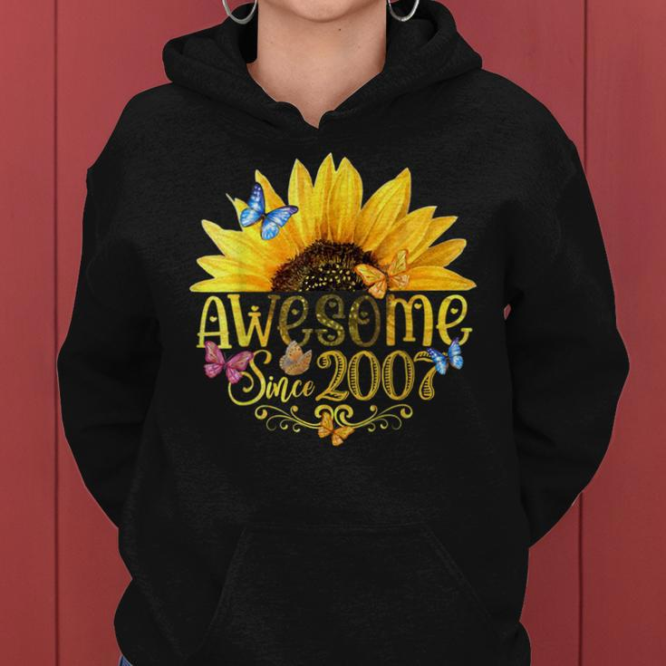 Awesome Since 2007 Sunflower 16Th Birthday Vintage 2007 Women Hoodie