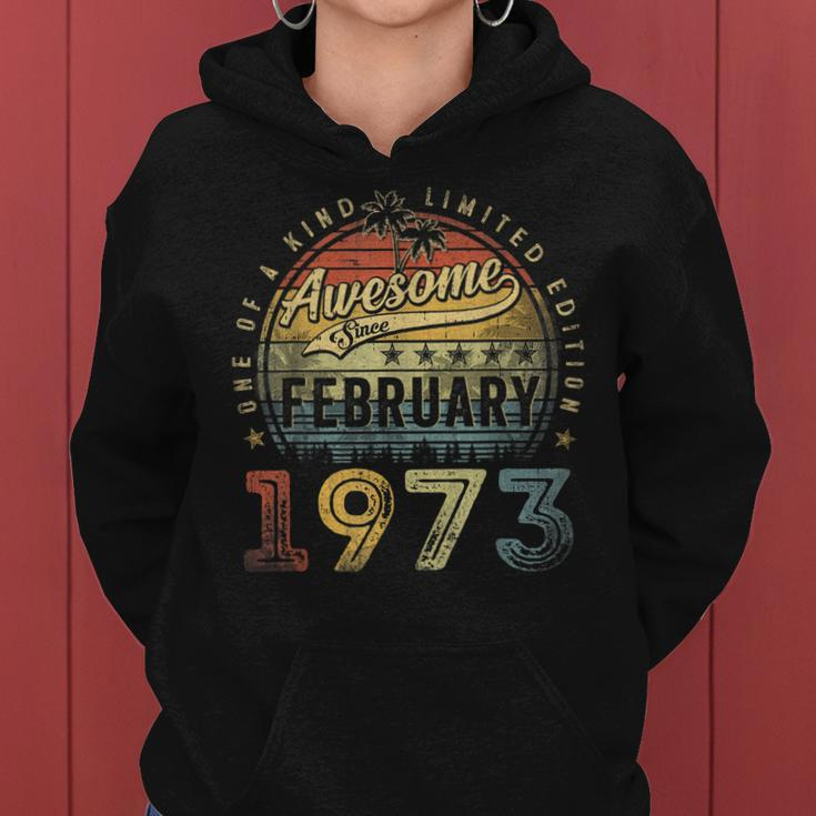 Awesome Since February 1973 50 Years Old 50Th Birthday Gifts Women Hoodie