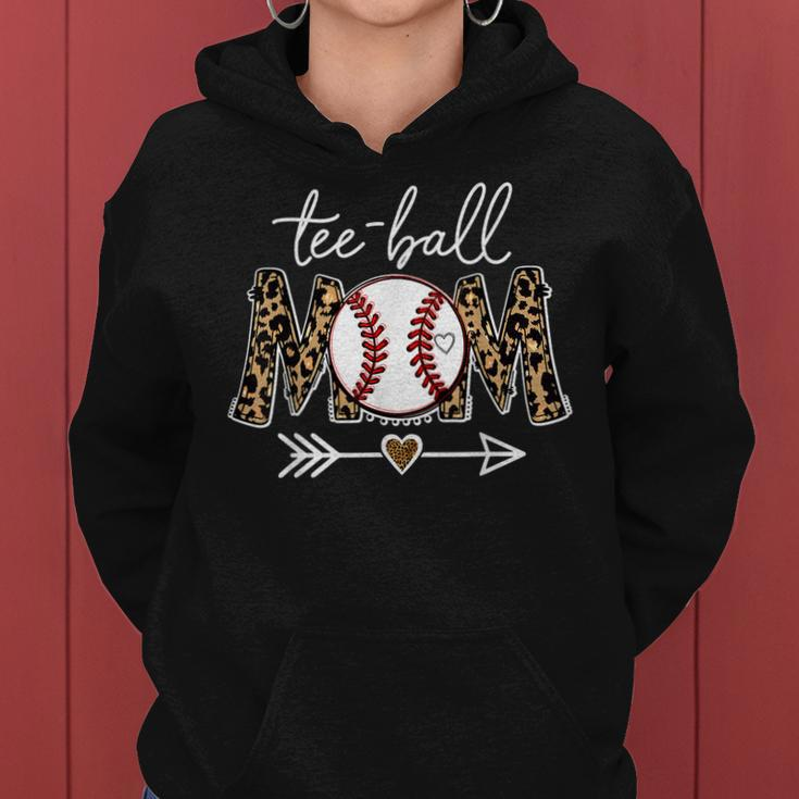 Ball Mom Leopard Funny Tball Mom Baseball Mothers Day Women Hoodie
