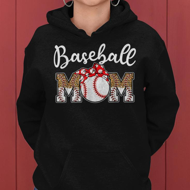 Baseball Mom Leopard Funny Softball Mom Mothers Day 2023 Women Hoodie