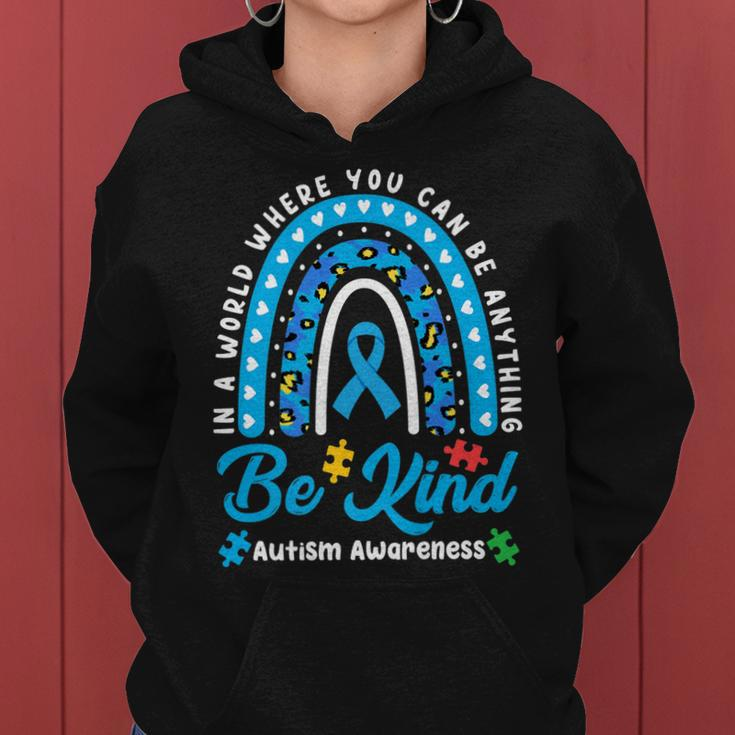Be Kind Autism Awareness Leopard Rainbow Choose Kindness Women Hoodie